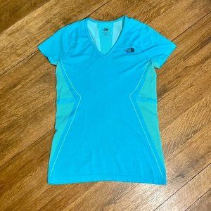 The North Face women's teal print stretch seamless short-sleeved t-shirt Sz S
